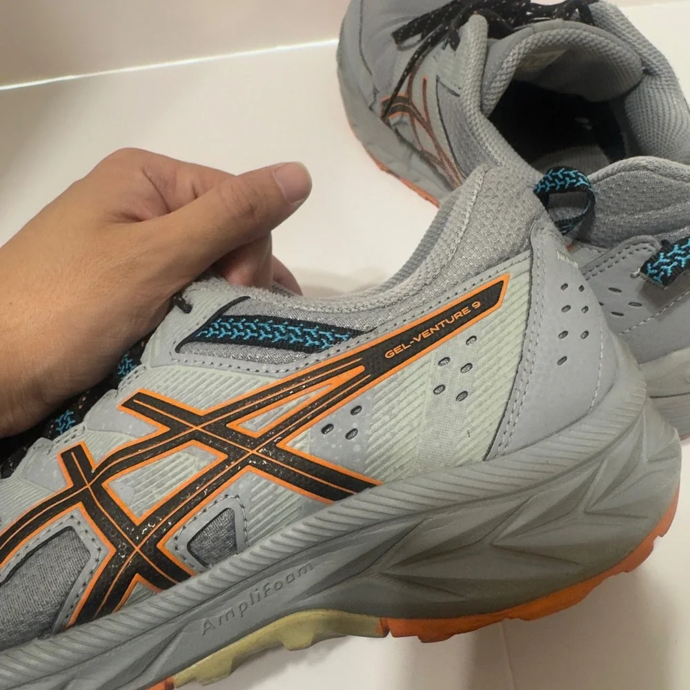 Asics Gel-Venture 9 10.5 Trail Running Shoes Modern Grey Orange BF